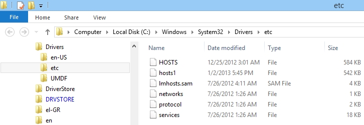 Windows server 2012 hosts где находится